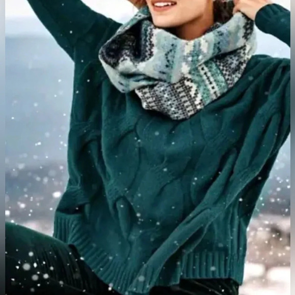 J. Jill Size S Chenille Teal Peacock Chunky Cable Knit Sweater Pullover Knit Top - Picture 1 of 7